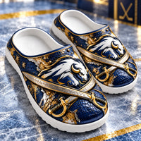 BUF Crest - Navy and Gold Charging Bison Clog Sandals