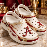 ALA Script in Crimson - Ivory and Gold Statement Clogs