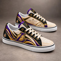 LAL Gold Lines - Cream and Purple Court Crest Sneakers