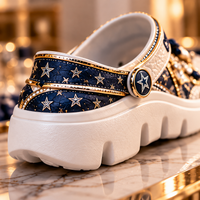 DAL Star Atelier - Navy, Pearl and Gold Embellished Clogs
