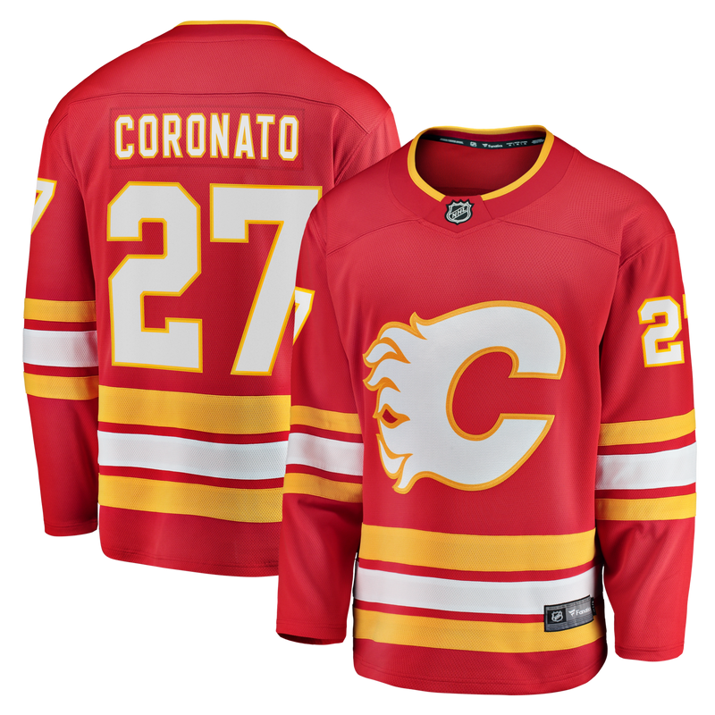 Matt Coronato Calgary Flames Hockey Jersey, Red Breakaway Home Sportswear Jersey Shirt, Long Sleeve Hockey Sweater Jersey, Casual Gift for Men