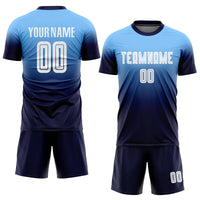 Custom Soccer Jersey, Light Blue White Navy Fashion Sportswear Jersey Shirt, Athletic Mesh Moisture Wicking Jersey, Casual Gift for Men