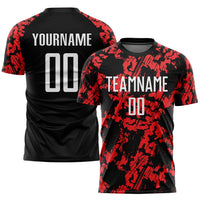 Custom Soccer Jersey, Red White Black Sportswear Jersey Shirt, Athletic Mesh Moisture Wicking Jersey, Casual Gift for Men, Style Soccer0245