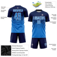 Custom Soccer Jersey, Navy Blue White Sportswear Jersey Shirt, Athletic Mesh Moisture Wicking Jersey, Casual Gift for Men