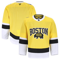 Boston Bruins Hockey Jersey, Gold Authentic Sportswear Jersey Shirt, Long Sleeve Hockey Sweater Jersey, Casual Gift for Men