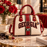 UGA Collegiate Stripe - Cream and Crimson Statement Handbag