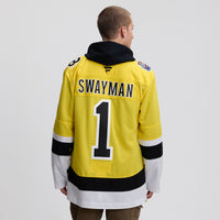 Jeremy Swayman Boston Bruins Hockey Jersey, Gold Premium Sportswear Jersey Shirt, Long Sleeve Hockey Sweater Jersey, Casual Gift for Men