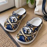 BUF Crest - Navy and Gold Charging Bison Clog Sandals