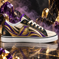 LAL Gold Lines - Cream and Purple Court Crest Sneakers