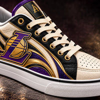 LAL Gold Lines - Cream and Purple Court Crest Sneakers